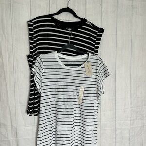 Ava & Viv Short Sleeve Tees in Black and White Stripes bundle